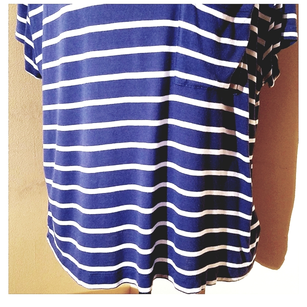 Gap Blue & White Striped Short Sleeves Top M - Picture 3 of 8
